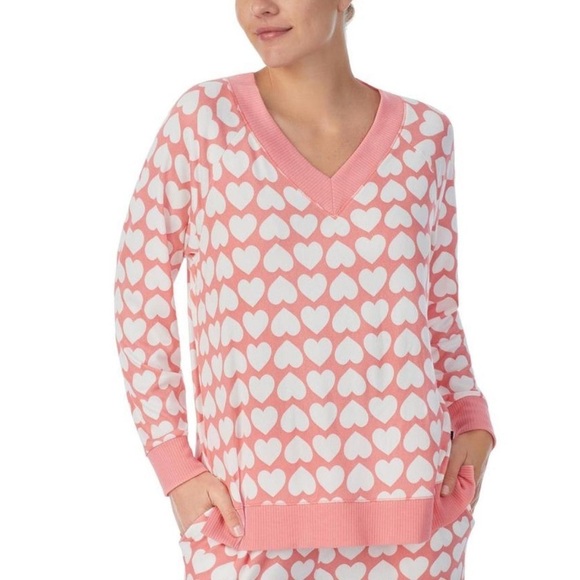Kate Spade supersoft hearts lounge pullover, knit, Vneck pullover, oversized M - Picture 1 of 9